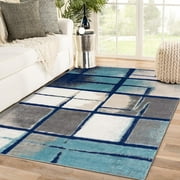 Luxe Weavers Art Deco Geometric Blue 8x10 Area Rug, Indoor Carpet